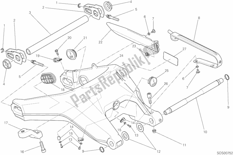 All parts for the Forcellone Posteriore of the Ducati Scrambler Urban Enduro Brasil 803 2017